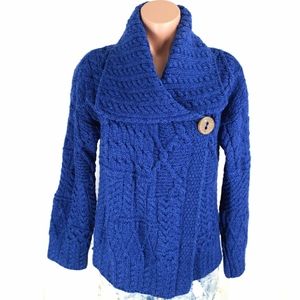 CARRAIGDONN IRELAND 100% Merino Wool Chunky Knit Cardigan Sweater